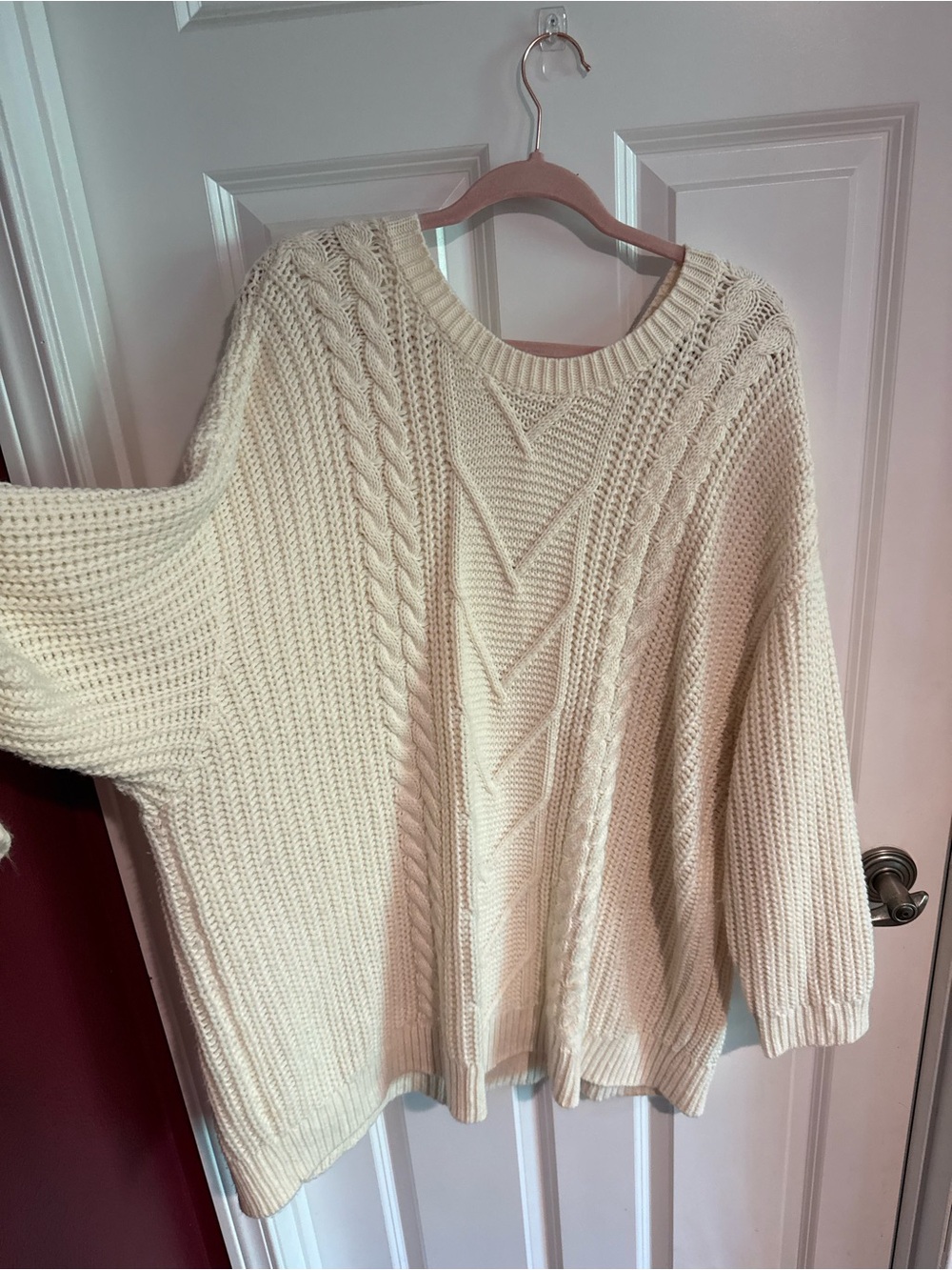 torrid Cream Cable Knit Scoop Neck Sweater